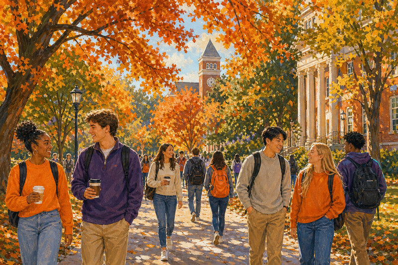 Fall campus walk in Clemson