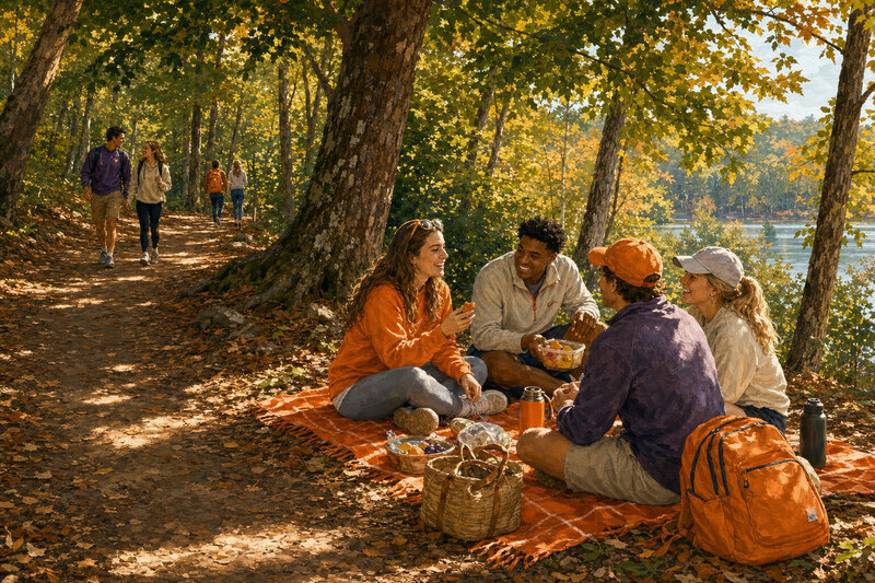 Lake Hartwell shoreline path and picnic area near Clemson