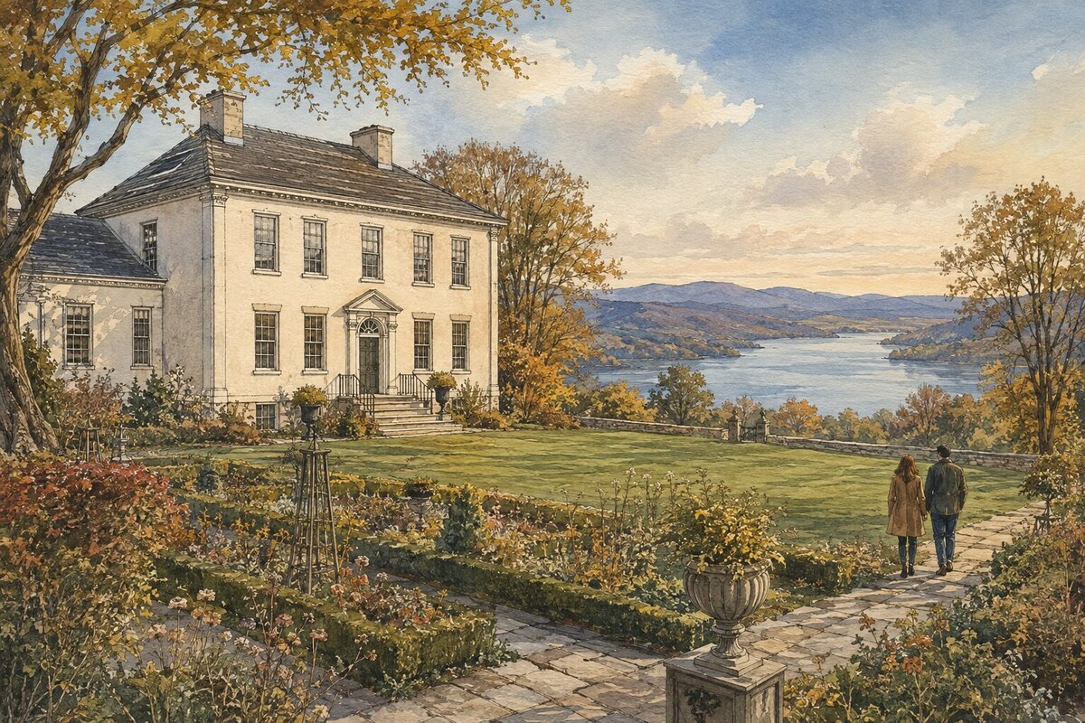 Historic garden overlooking the Hudson Highlands near Cold Spring