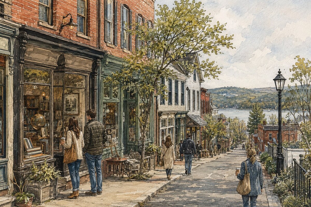 Main Street in Cold Spring during a daytime village walk