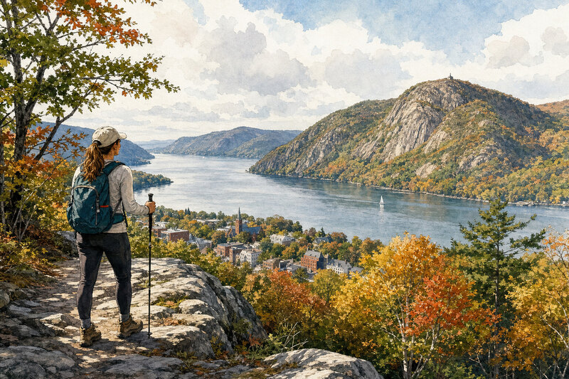 Hudson Highlands trail view above Cold Spring