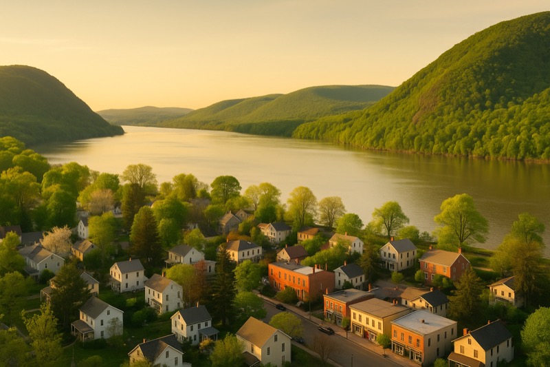 Hudson River and Cold Spring village setting