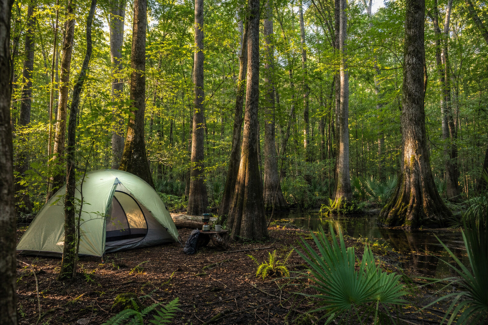 Camping scene near Congaree