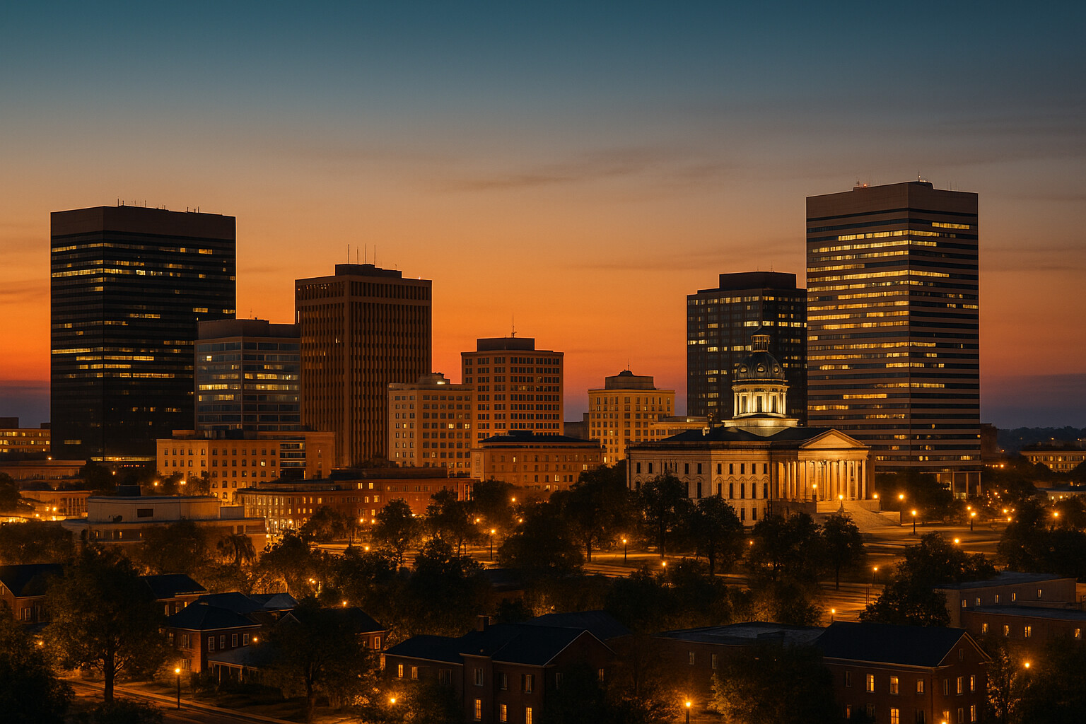 Columbia skyline for restaurant planning