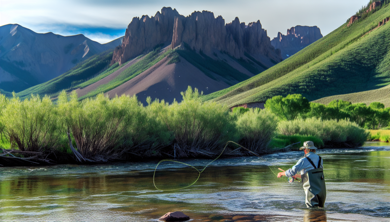 Fly fishing on a Colorado mountain river near Crested Butte