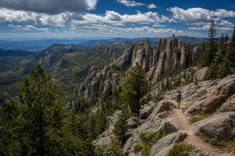 Granite trail and Black Hills hiking scene near Custer