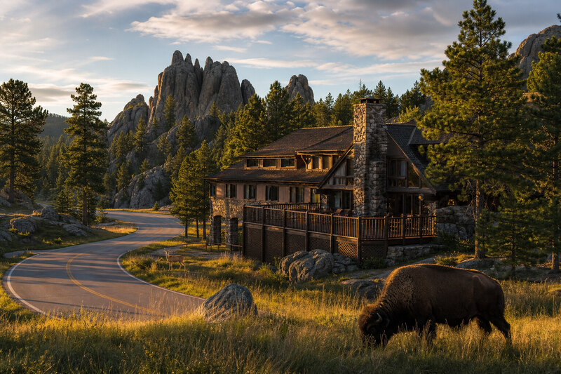 Custer lodging scene near the Black Hills and state park
