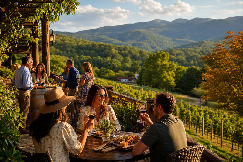 Outdoor wine tasting at Georgia mountain winery