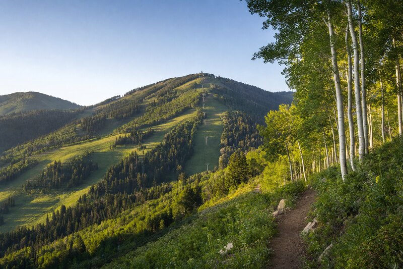 Summer hiking scene in Deer Valley