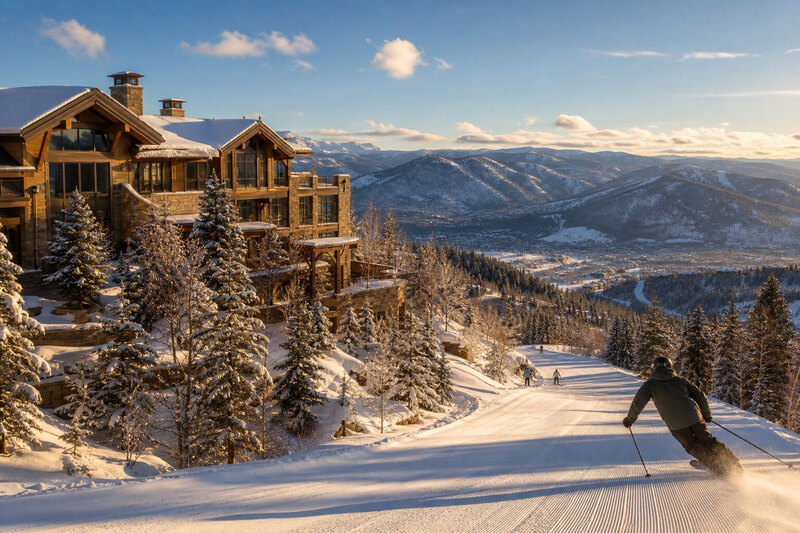 Skiers on Deer Valley groomed terrain