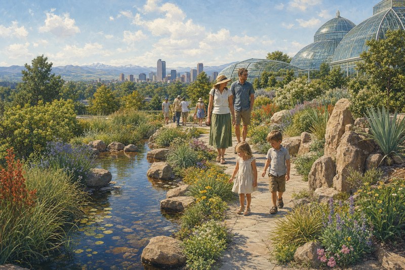 Garden paths and shade in Denver Botanic Gardens