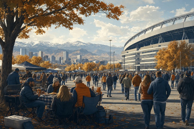 Denver football weekend gathering under a bright Colorado sky