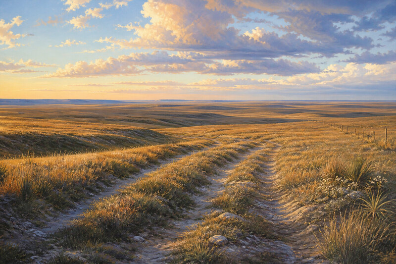 Santa Fe Trail wagon swales in prairie west of Dodge City