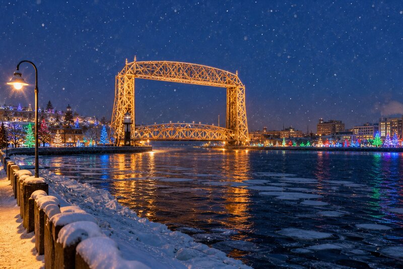 Duluth harbor lights after a North Shore day