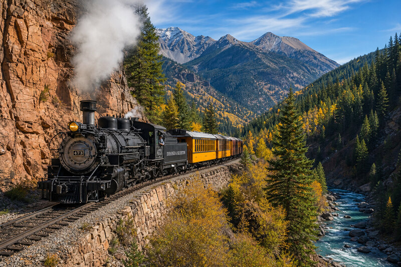 Durango and Silverton Narrow Gauge Railroad in winter scenery