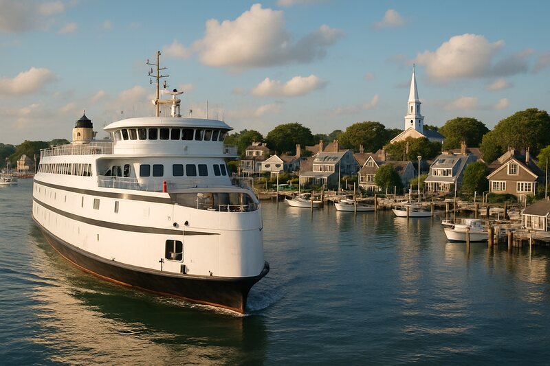 Martha's Vineyard ferry arrival scene