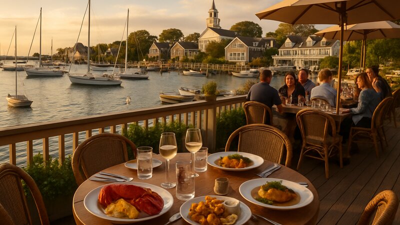 Edgartown harbor dining scene