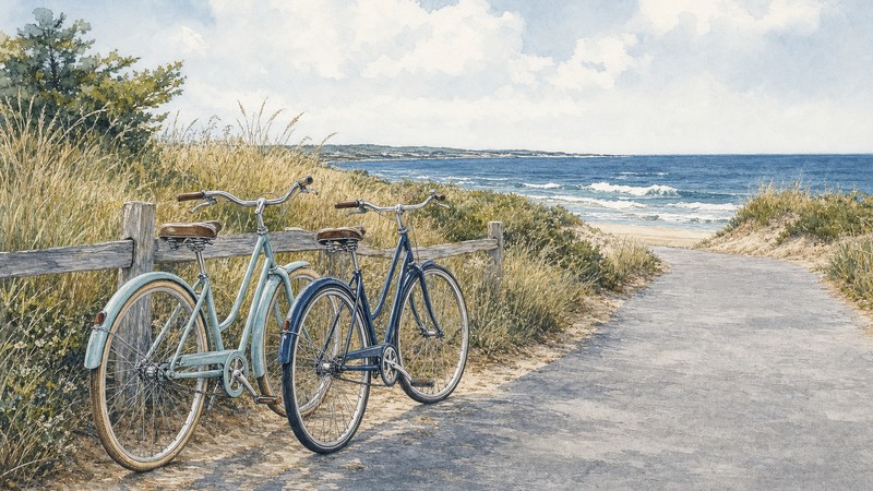 Illustrative bicycles beside the Katama Beach path