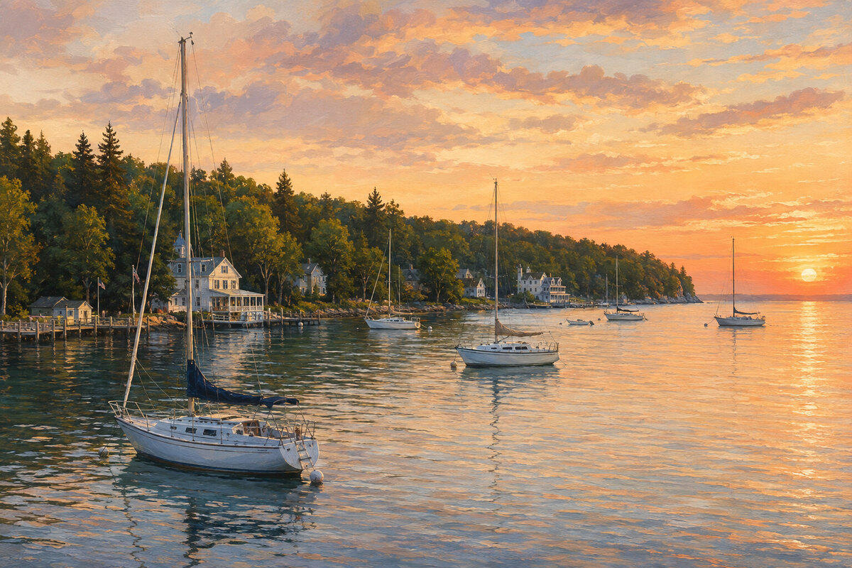 Painterly arrival at Ephraim's Eagle Harbor waterfront