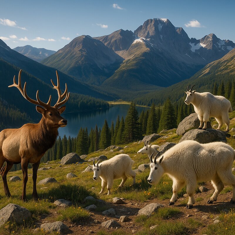 Wildlife and mountain scenery near Estes Park
