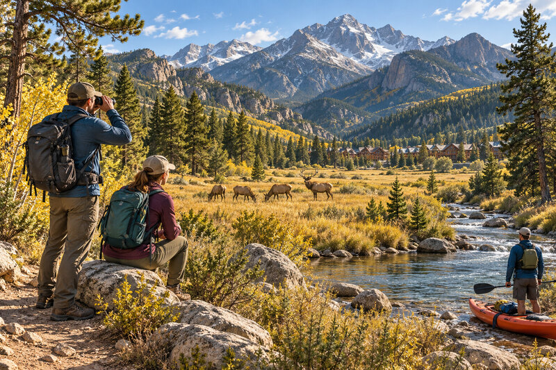 Estes Park activity scene with mountain views