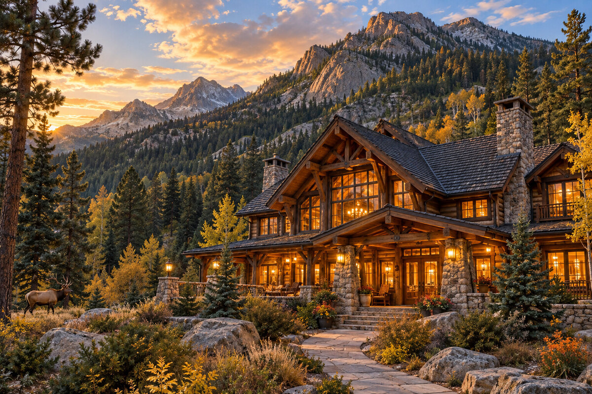 Estes Park downtown and mountain lodging scene