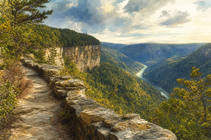 A forested section of the Endless Wall Trail