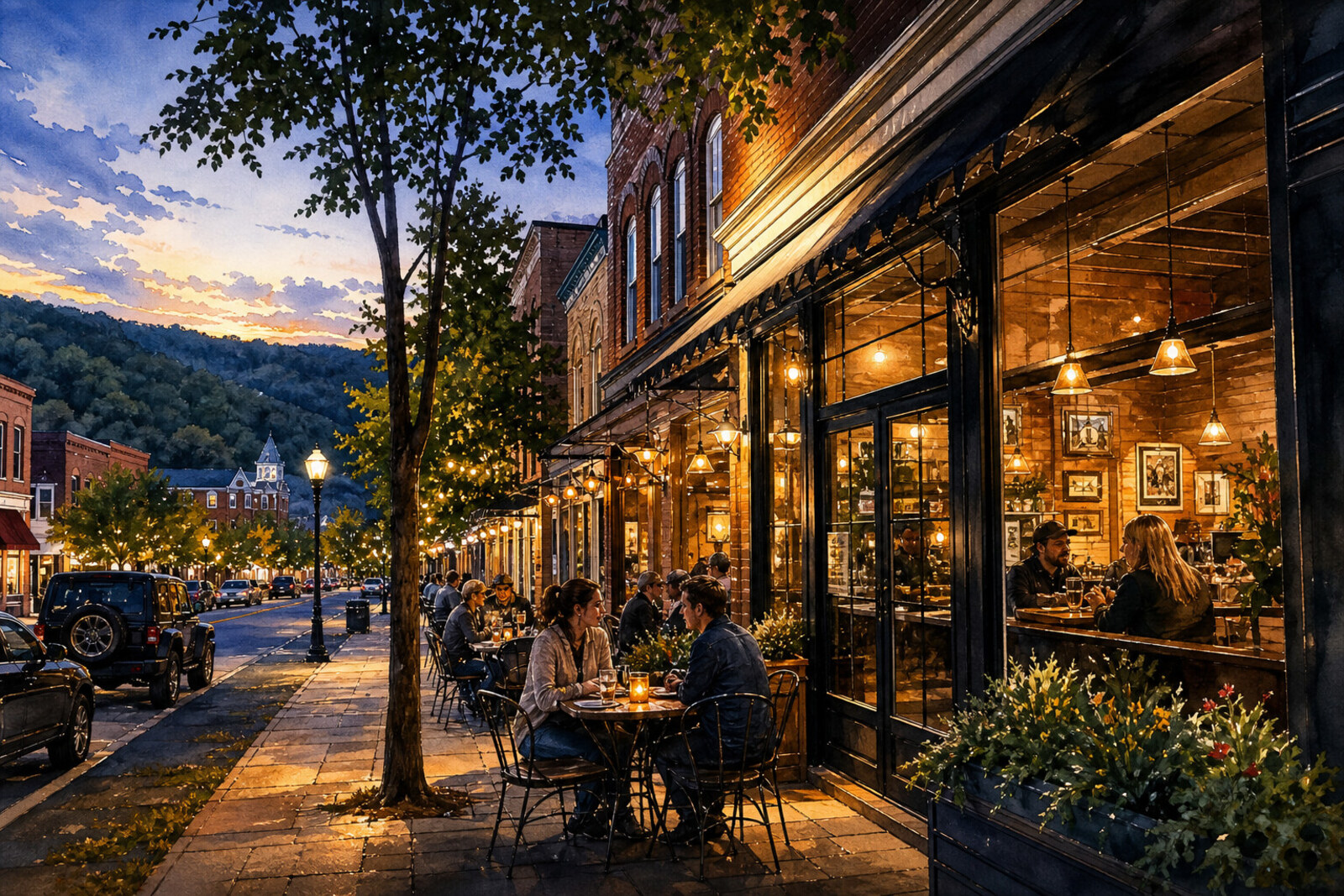 Fayetteville cafe evening after a gorge day