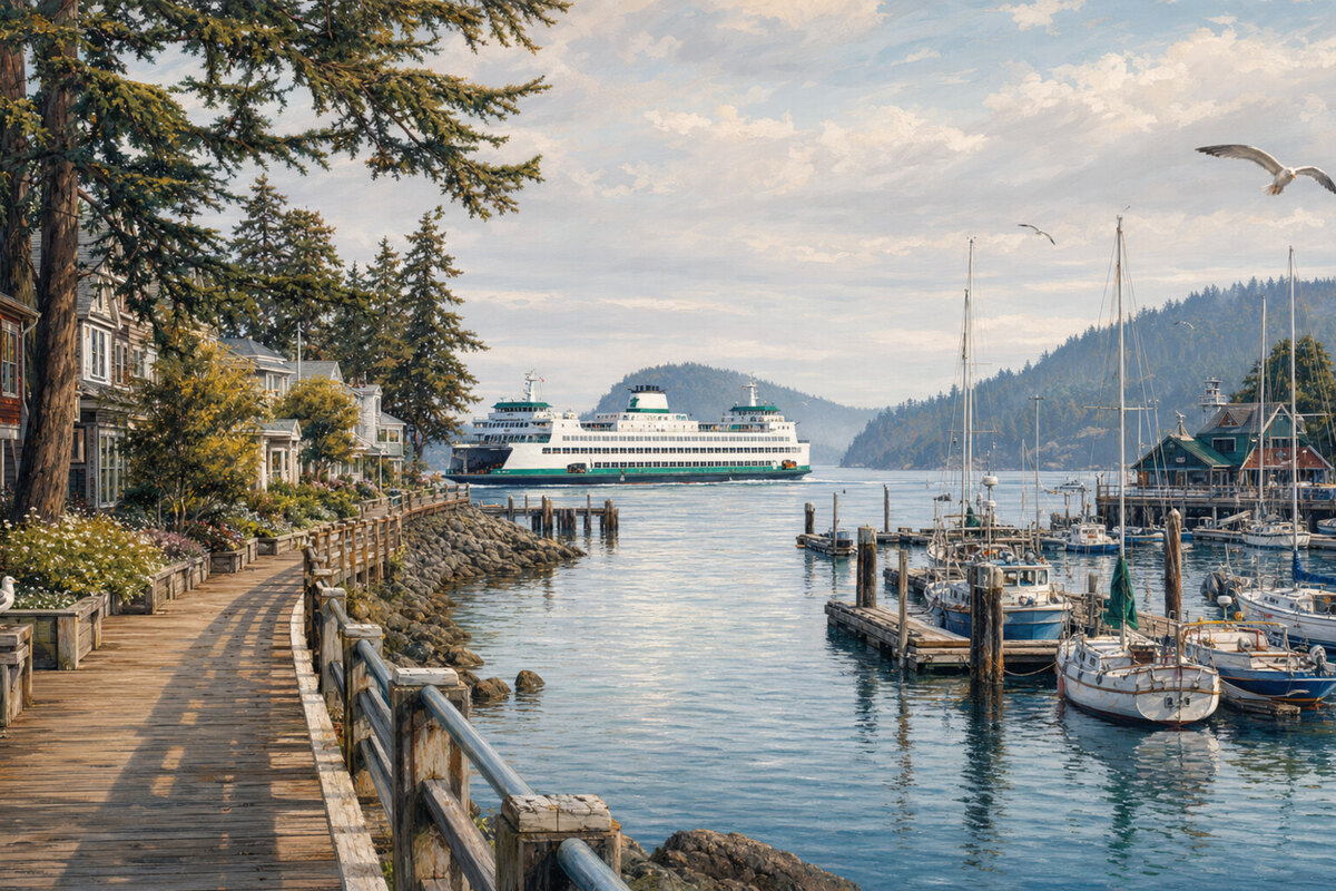 Friday Harbor waterfront and marina near the ferry terminal