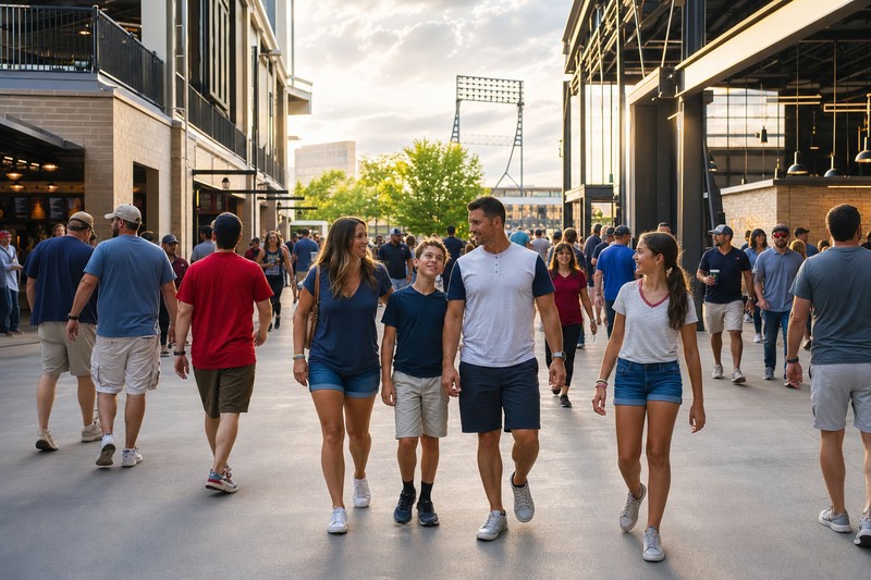 Contextual baseball fan plaza in Frisco