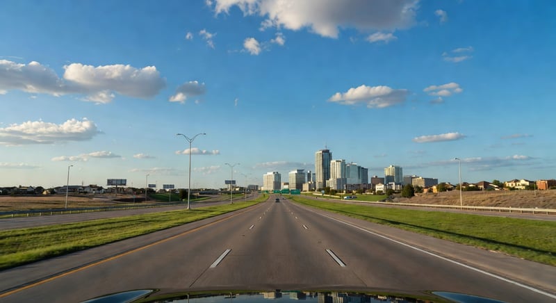 Driving into Frisco from the Dallas North Tollway
