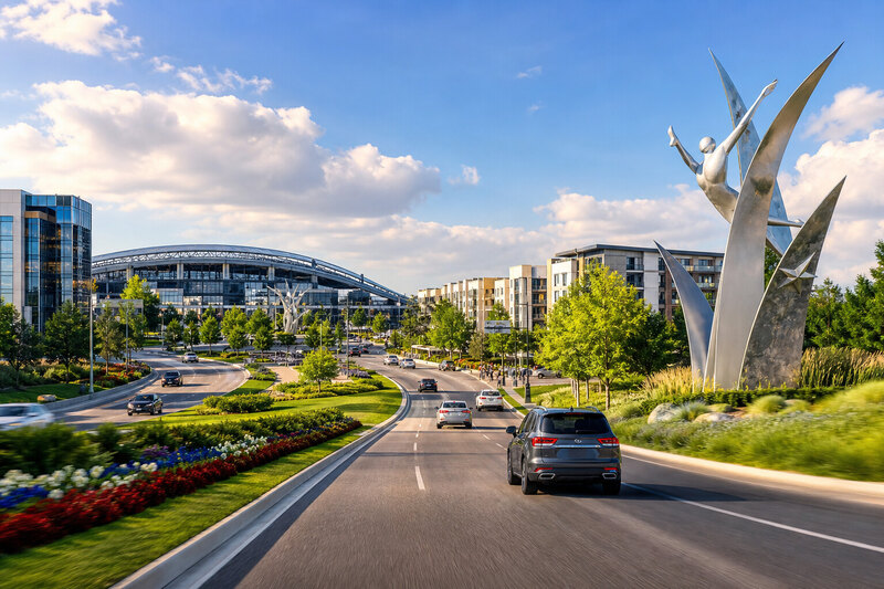 Driving into Frisco from the Dallas North Tollway