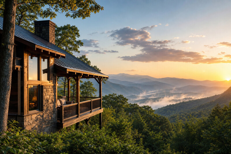 Quiet Gatlinburg cabin morning with Smoky Mountains views
