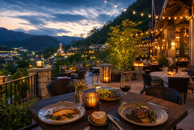 Dinner patio in Gatlinburg after a Smokies day