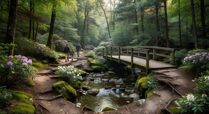 Creek trail in Great Smoky Mountains National Park near Gatlinburg