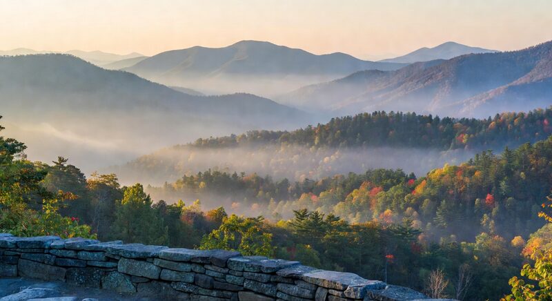 Morning overlook in the Smoky Mountains above Gatlinburg