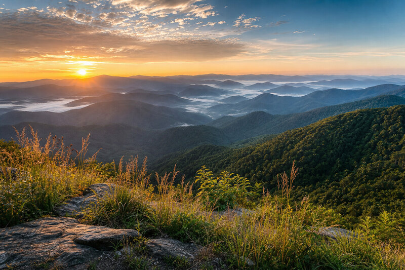 Morning overlook in the Smoky Mountains above Gatlinburg