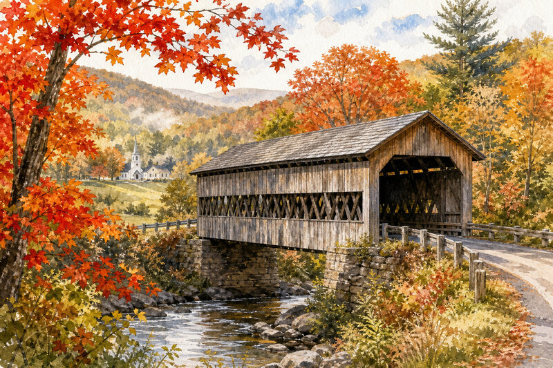 Foliage roads and covered bridges