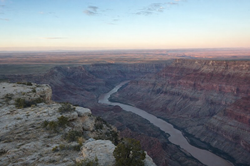 Colorado River bends below the eastern Grand Canyon rim