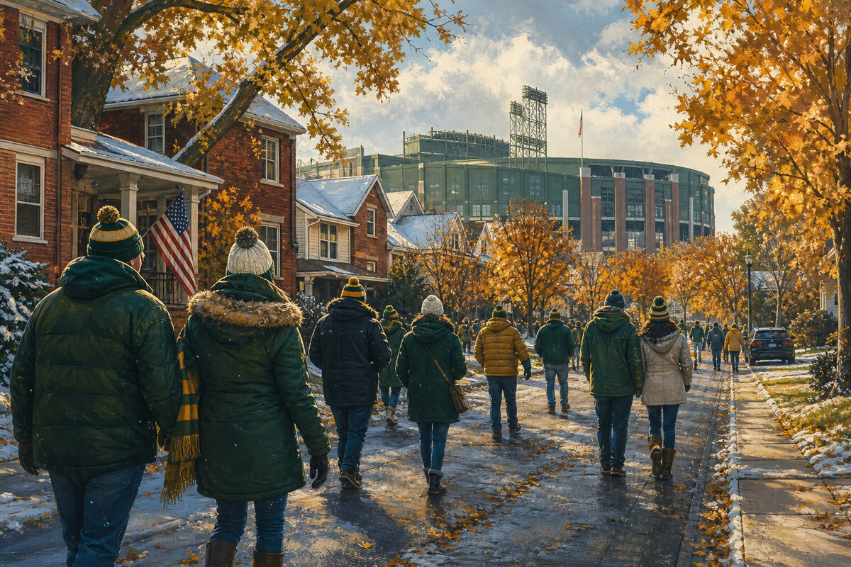 Green Bay stadium district arrival street
