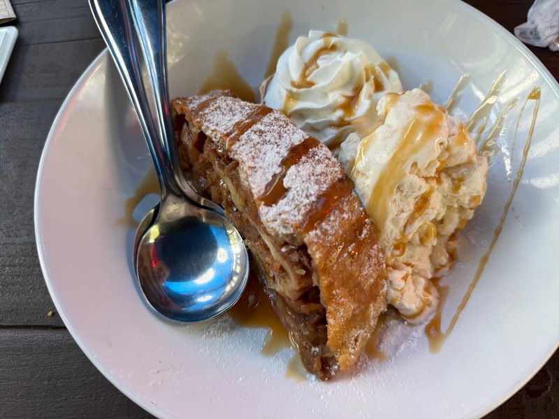 Apple strudel at Bodensee Restaurant in Helen Georgia