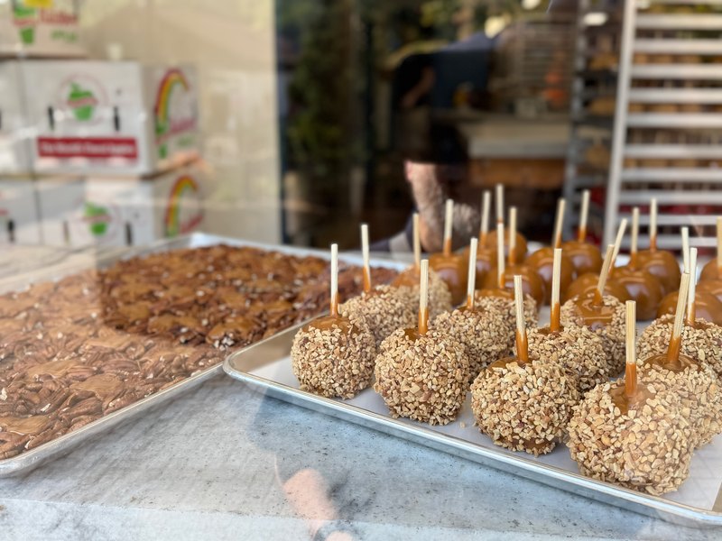 Caramel apples at Hansel and Gretel Candy Kitchen in Helen Georgia