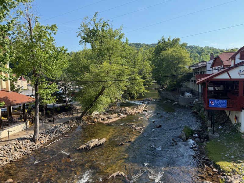Chattahoochee River behind the Helendorf River Inn in Helen Georgia