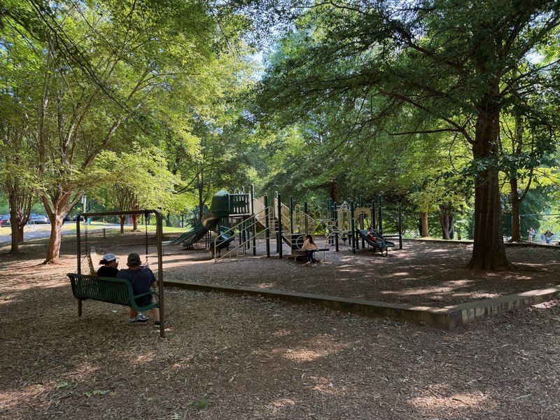 Quiet shaded park space at Unicoi Hill Park in Helen Georgia