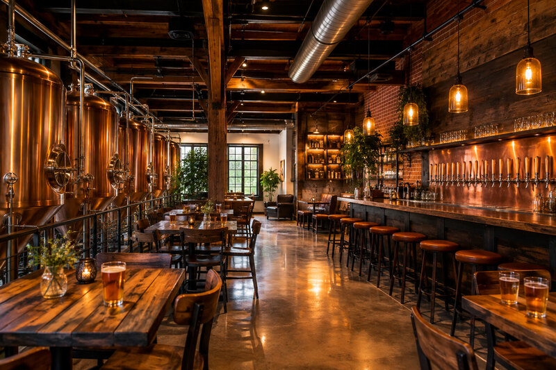 Warm craft brewery taproom in Hendersonville