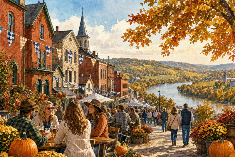 Festival street scene reflecting Hermann's German heritage