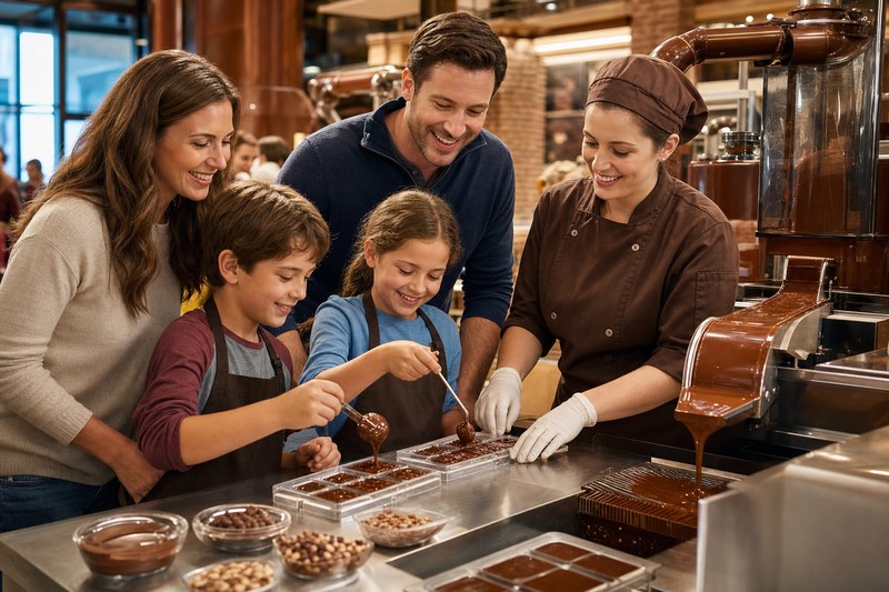 Warm chocolate-making visitor experience illustration