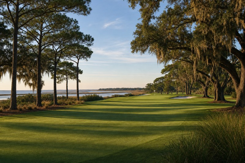 Hilton Head golf fairway lined with pines