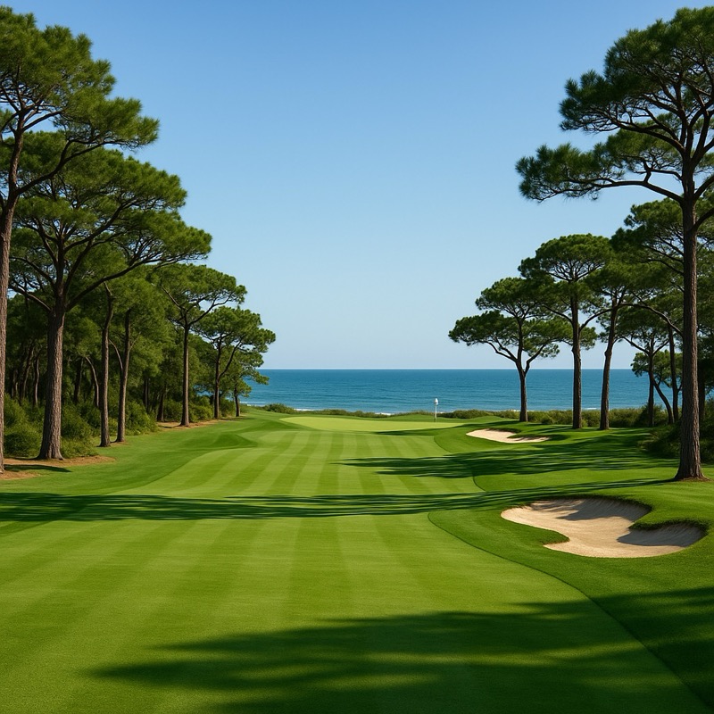 Hilton Head golf fairway lined with pines