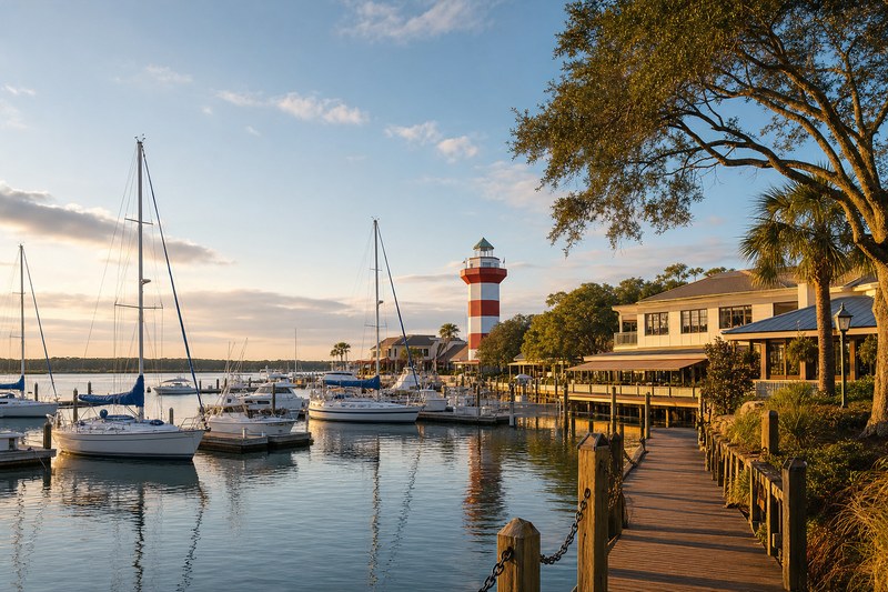 Hilton Head harbour and marina scene
